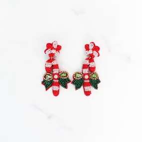 Beaded Candy Cane Earrings