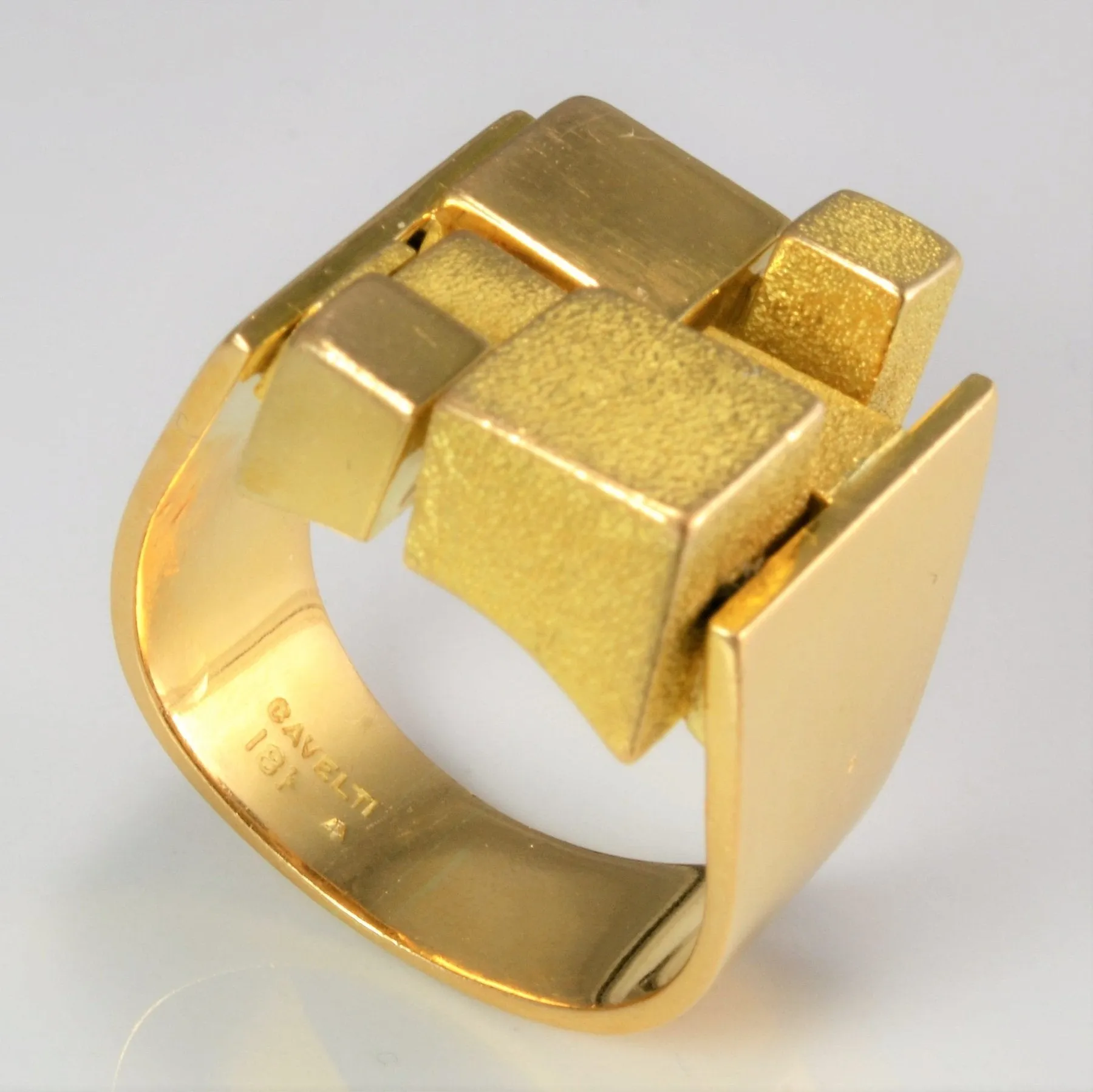 'Cavelti' Textured Gold Heavy Ring | SZ 10.25 |