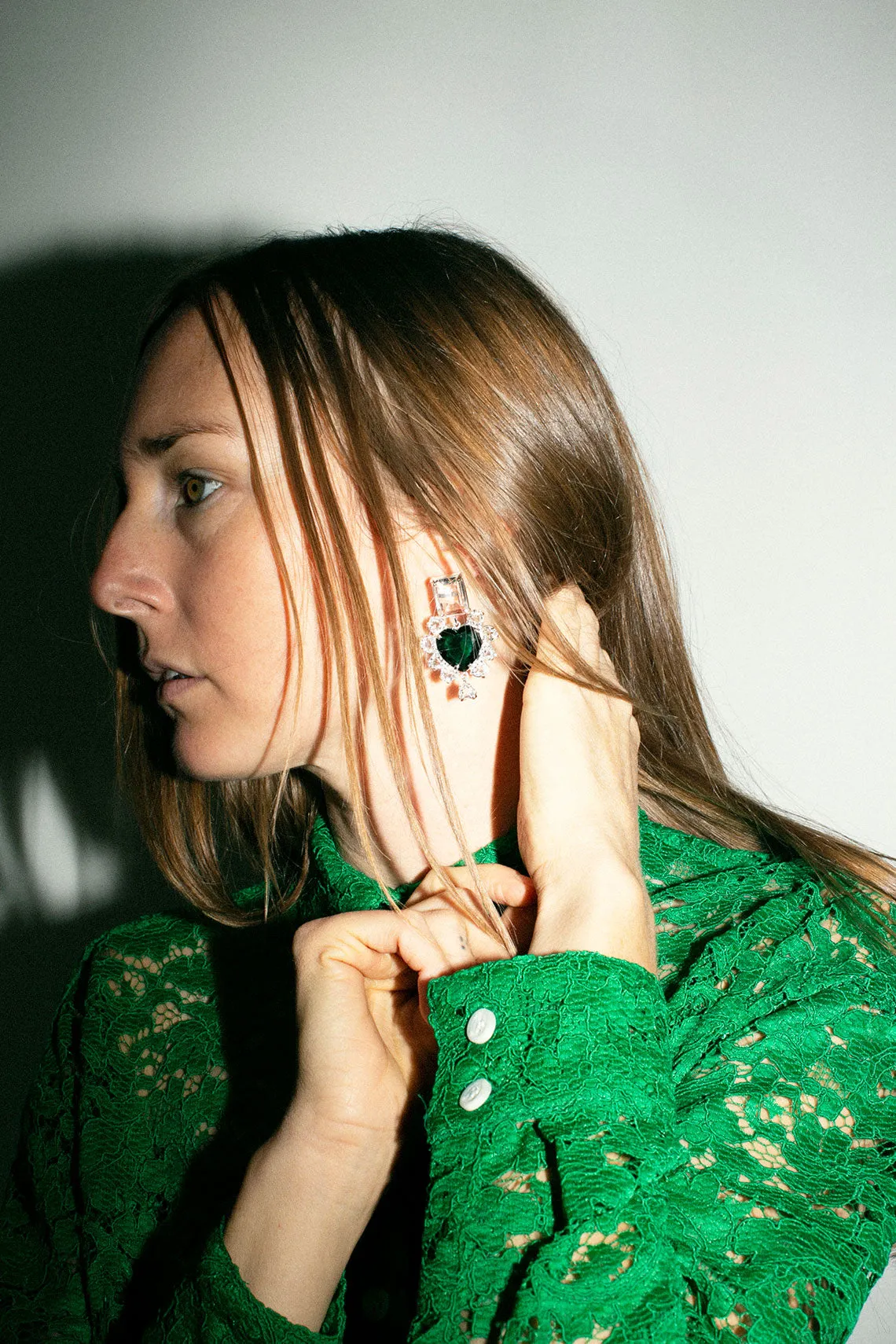 Clear & Emerald El Sabor Earrings