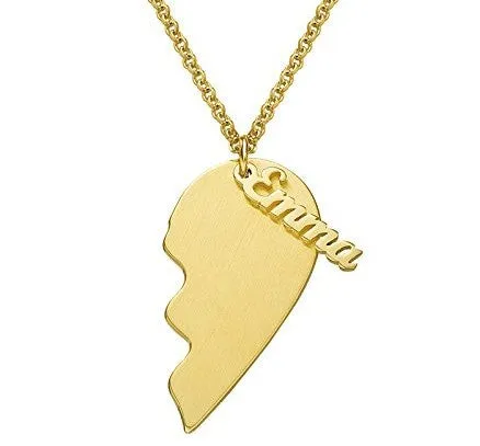 Custom Name Half Hearts Couple Necklaces Set