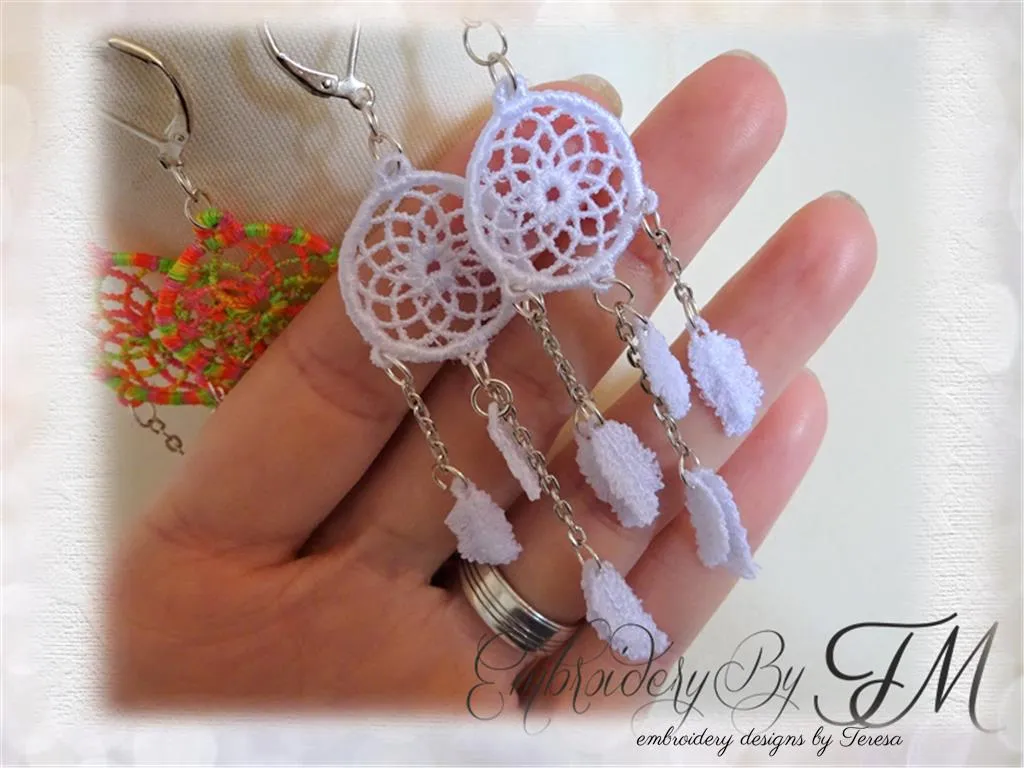 Dream catcher earrings/ 4x4 hoop / two sizes