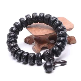 Hand-carved Peachwood Malas Tibetan Buddhist Prayer Bracelet