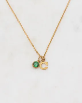 Initial C with Birthstone Necklace