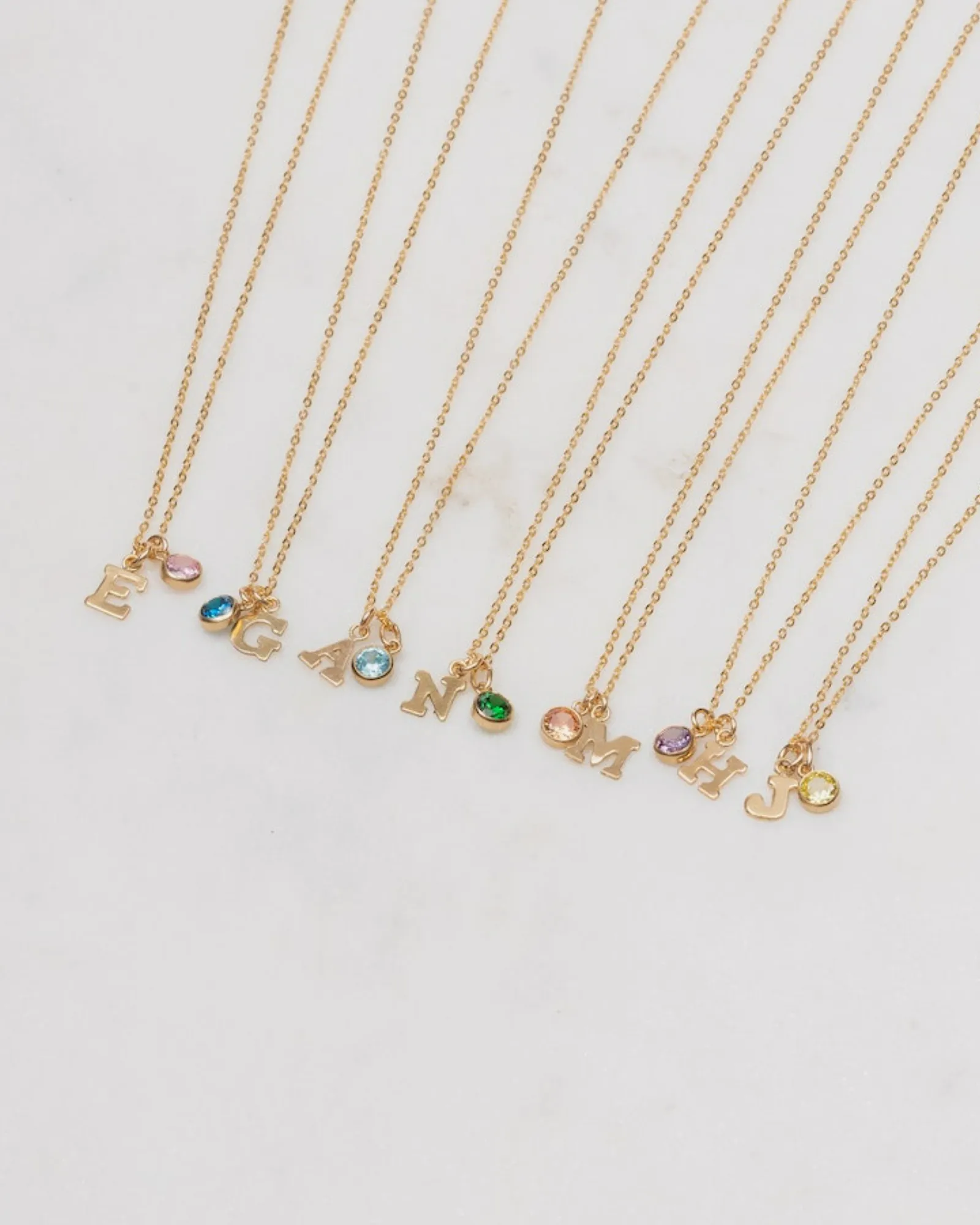 Initial C with Birthstone Necklace