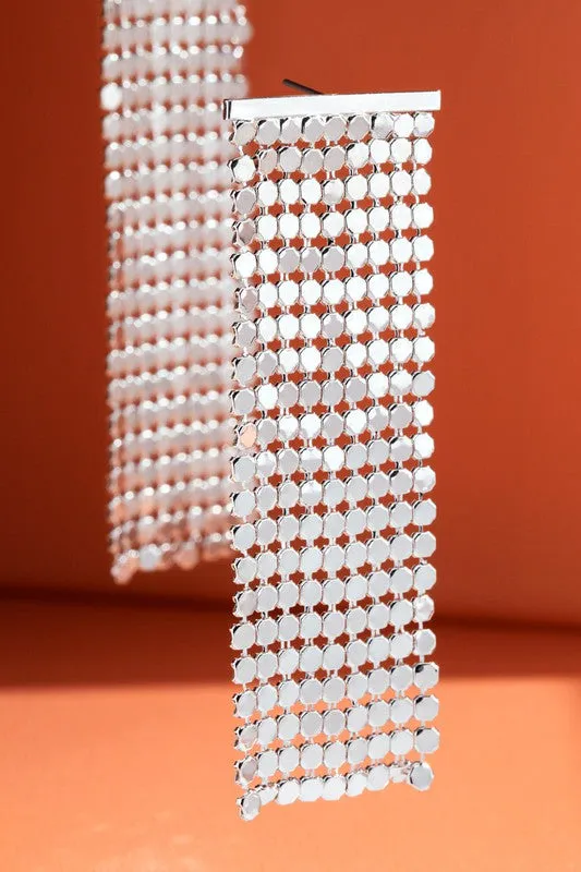 Mesh Metal Rectangular Earrings