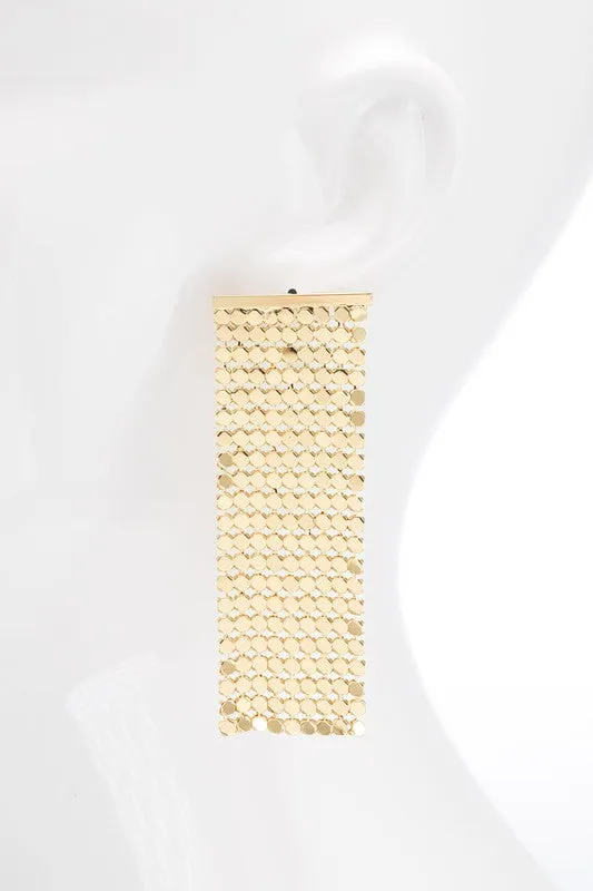 Mesh Metal Rectangular Earrings