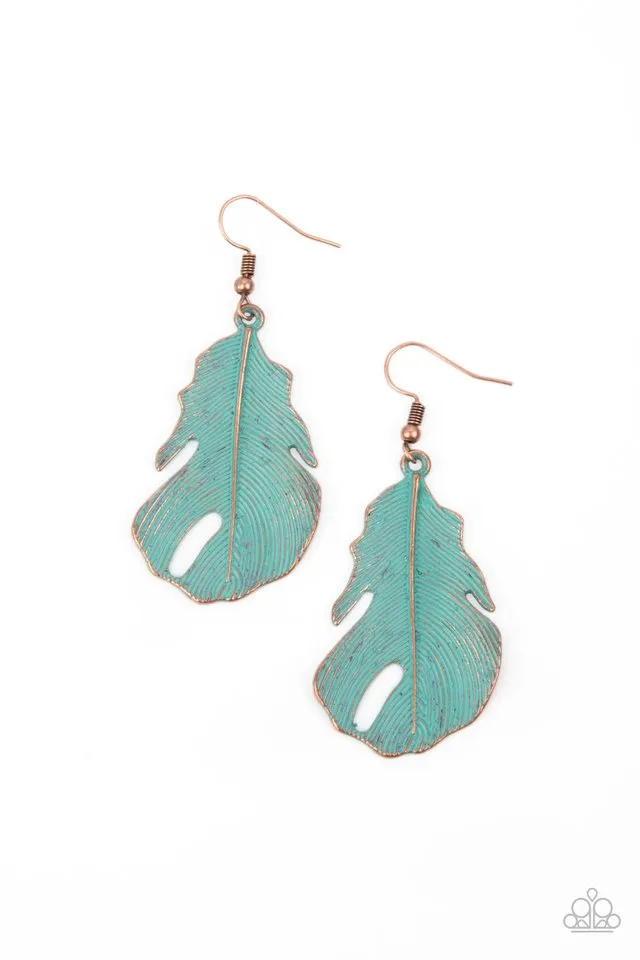 Paparazzi Earring ~ Heads QUILL Roll - Copper