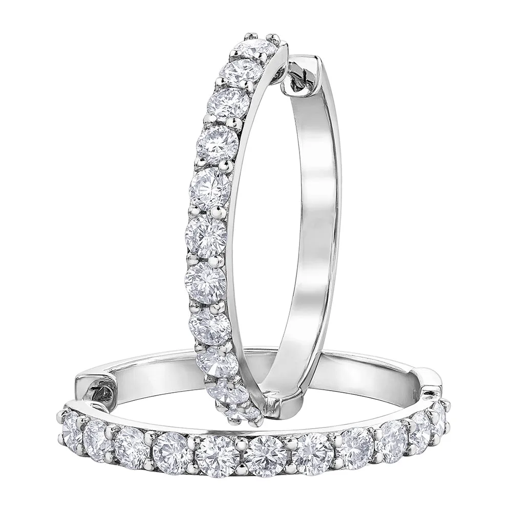 White Gold and Diamond Hoop Earrings